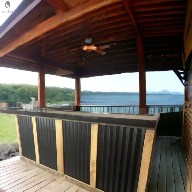 L Shaped Bar with Galvanized Metal-Indoor Bar-Outdoor Bar-Man Cave Bar Red Cloak Wood Designs Inc
