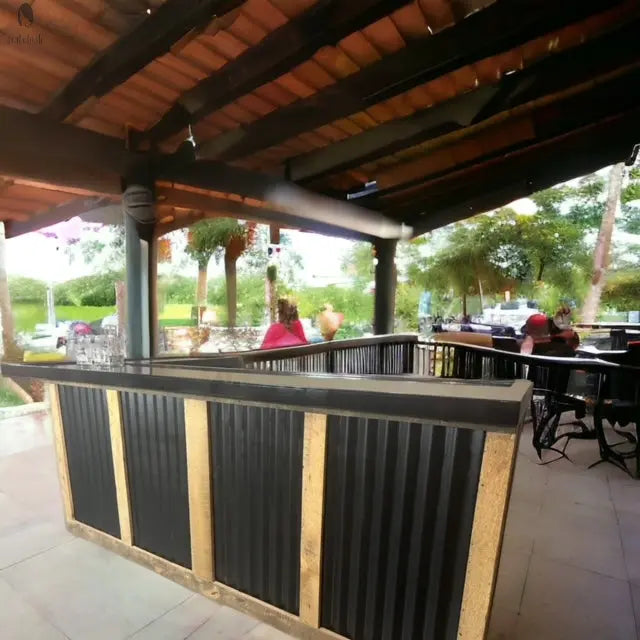 L Shaped Bar with Galvanized Metal-Indoor Bar-Outdoor Bar-Man Cave Bar Red Cloak Wood Designs Inc