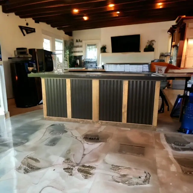 L Shaped Bar with Galvanized Metal-Indoor Bar-Outdoor Bar-Man Cave Bar Red Cloak Wood Designs Inc