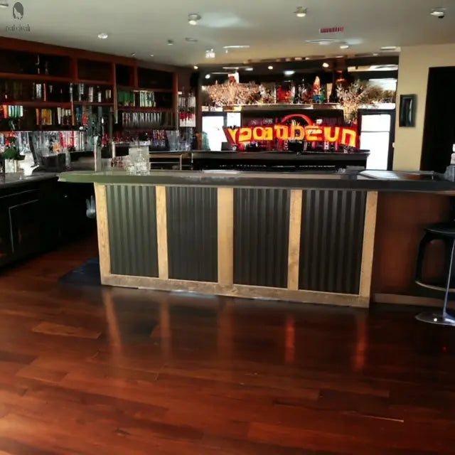 L Shaped Bar with Galvanized Metal-Indoor Bar-Outdoor Bar-Man Cave Bar Red Cloak Wood Designs Inc