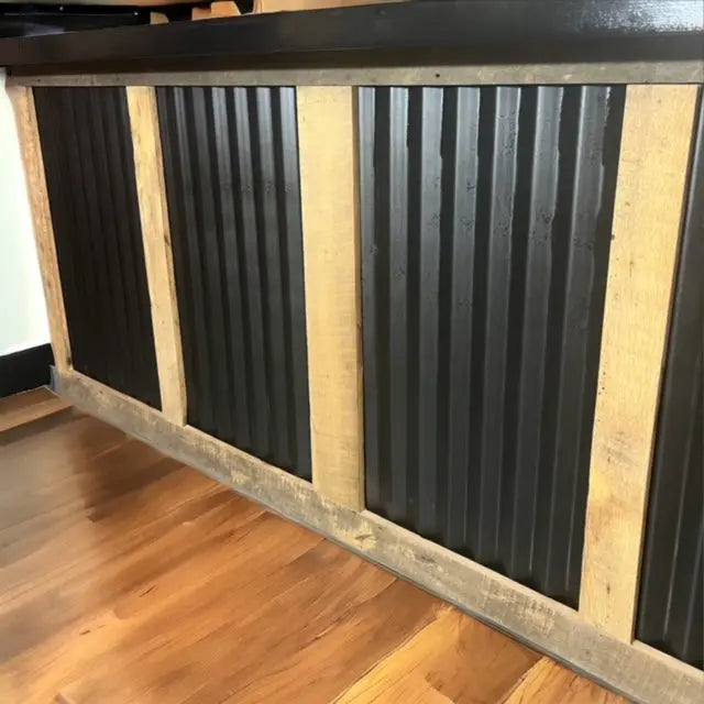 L Shaped Bar with Galvanized Metal-Indoor Bar-Outdoor Bar-Man Cave Bar Red Cloak Wood Designs Inc