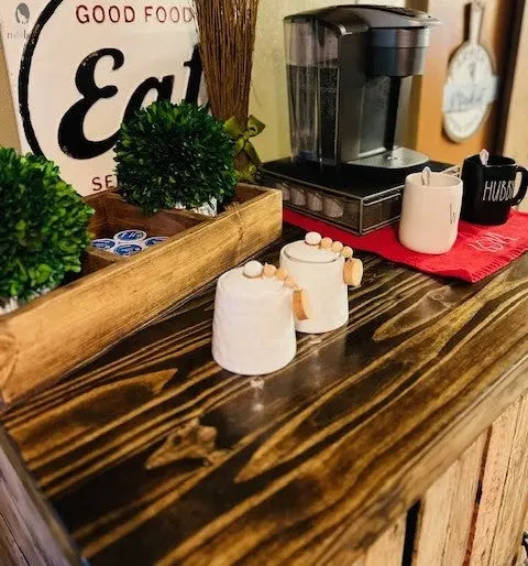 Double Trash Can Coffee Bar Cabinet – Handmade Barnwood Organizer