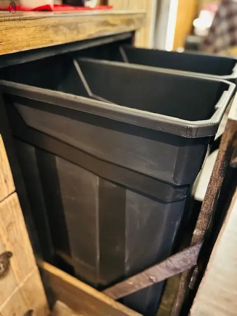 Double Trash Can Coffee Bar Cabinet – Handmade Barnwood Organizer