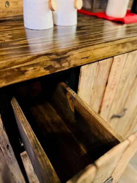 Double Trash Can Coffee Bar Cabinet – Handmade Barnwood Organizer