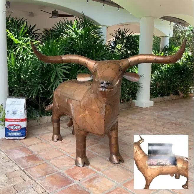 Longhorn BBQ Grill – Oversized Steel Outdoor Grill with Copper