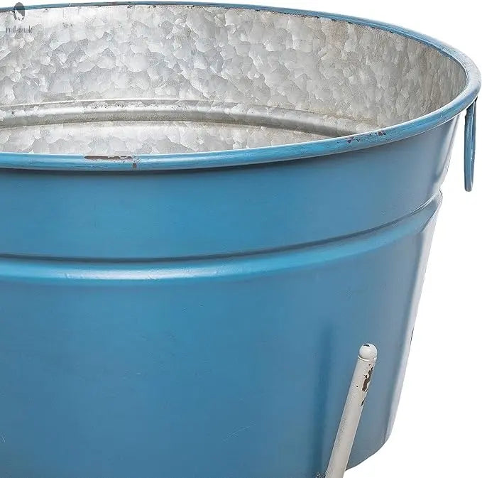 Blue Metal Beverage Tub with Stand – Indoor/Outdoor Party Cooler