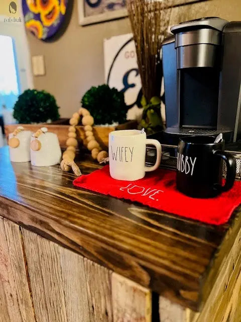 Double Trash Can Coffee Bar Cabinet – Handmade Barnwood Organizer