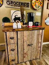 Load image into Gallery viewer, Double Trash Can Cabinet-Pull Out Trash Can Cabinet-Coffee Bar-Wine Bar-Handmade-Storage Organizer-Trash Can Storage-Kitchen Buffet-Trash Red Cloak Wood Designs Inc
