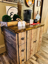 Load image into Gallery viewer, Double Trash Can Cabinet-Pull Out Trash Can Cabinet-Coffee Bar-Wine Bar-Handmade-Storage Organizer-Trash Can Storage-Kitchen Buffet-Trash Red Cloak Wood Designs Inc
