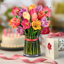 Load image into Gallery viewer, Floral Bouquet 3 D Pop Up Greeting Card - Red Cloak Wood Designs Inc
