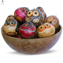 Load image into Gallery viewer, Hand Carved Gourd Owl Ornament Red Cloak Wood Designs Inc
