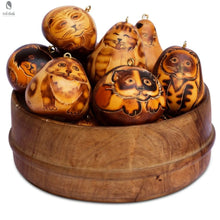 Load image into Gallery viewer, Hand carved Cat Gourd Ornament - Red Cloak Wood Designs Inc
