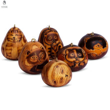 Load image into Gallery viewer, Hand carved Cat Gourd Ornament - Red Cloak Wood Designs Inc
