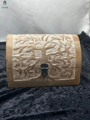 Hand carved wood jewelry box-tree of life Red Cloak Wood Designs Inc