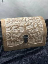 Load image into Gallery viewer, Hand carved wood jewelry box-tree of life Red Cloak Wood Designs Inc
