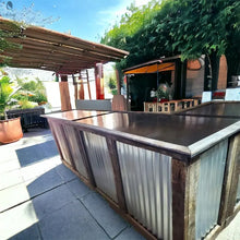 Load image into Gallery viewer, L Shaped Bar with Galvanized Metal-Indoor Bar-Outdoor Bar-Man Cave Bar Red Cloak Wood Designs Inc
