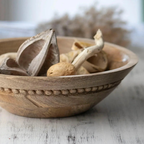 Mango Wood Bead Bowl-Wood Serving Bowl Red Cloak Wood Designs Inc