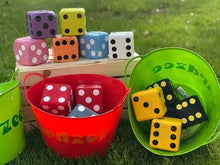 Load image into Gallery viewer, Outdoor Games-YARDZEE Lawn Games -Handmade Wooden Dice- Yardzee-Outdoor Games- Outdoor Yahtzee Game Wedding Gift Farkle Yahtzee Yard Games Red Cloak Wood Designs Inc
