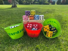 Load image into Gallery viewer, Outdoor Games-YARDZEE Lawn Games -Handmade Wooden Dice- Yardzee-Outdoor Games- Outdoor Yahtzee Game Wedding Gift Farkle Yahtzee Yard Games Red Cloak Wood Designs Inc
