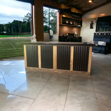 Load image into Gallery viewer, L Shaped Bar with Galvanized Metal-Indoor Bar-Outdoor Bar-Man Cave Bar - Red Cloak Wood Designs Inc
