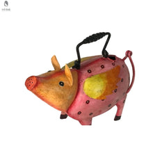 Load image into Gallery viewer, Pig Metal Watering Can-Flying Pig-Rustic Metal-Pig Home Decor-Flying Pig Decor- Metal Art-Pig Lover Gift-Folk Art Red Cloak Wood Designs Inc
