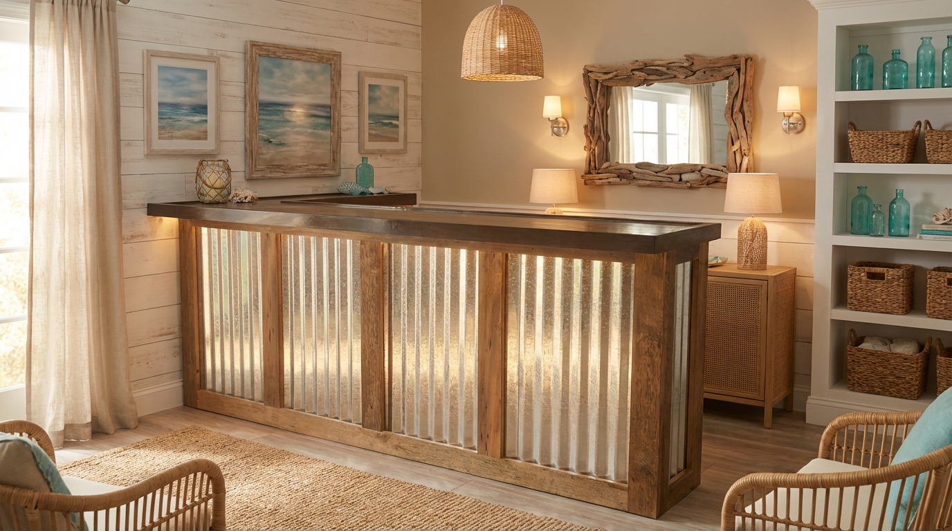 Wood & Galvanized Metal Straight Bar