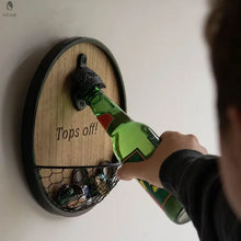 Load image into Gallery viewer, Wall mount bottle opener with cap catcher Red Cloak Wood Designs Inc
