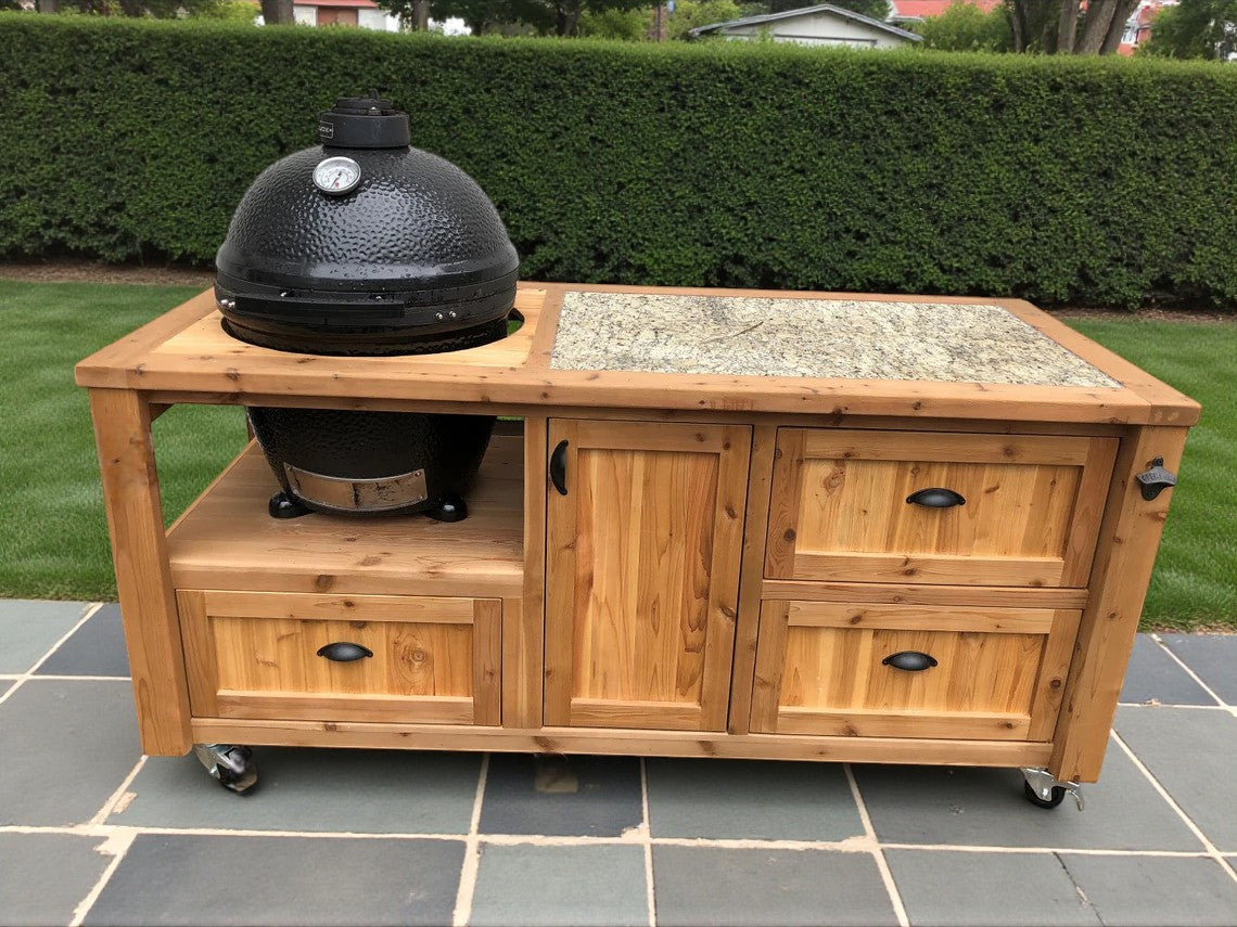 Rolling Smoker Cart Built for Big Green Egg & Kamado Joe Grills