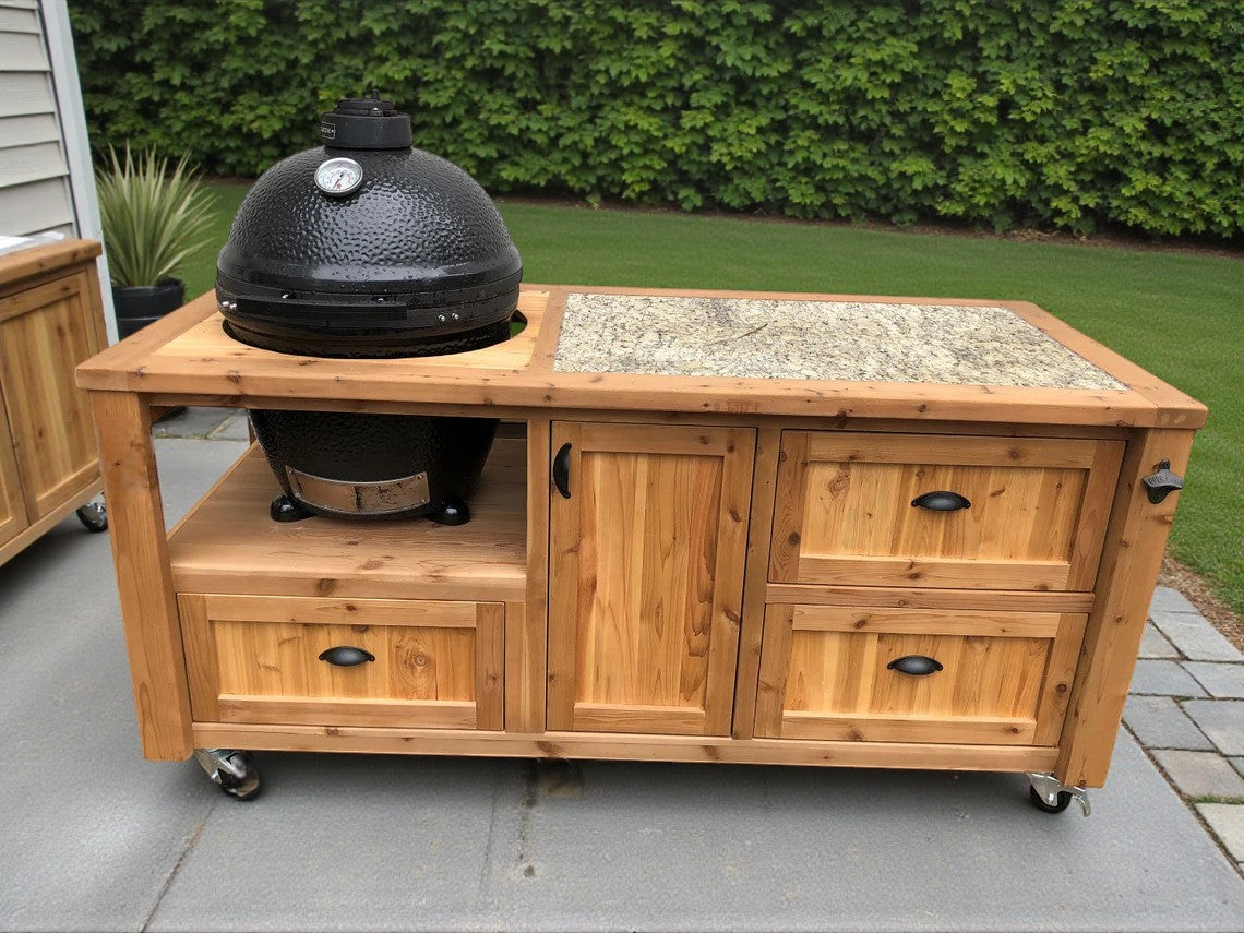 Rolling Smoker Cart Built for Big Green Egg & Kamado Joe Grills