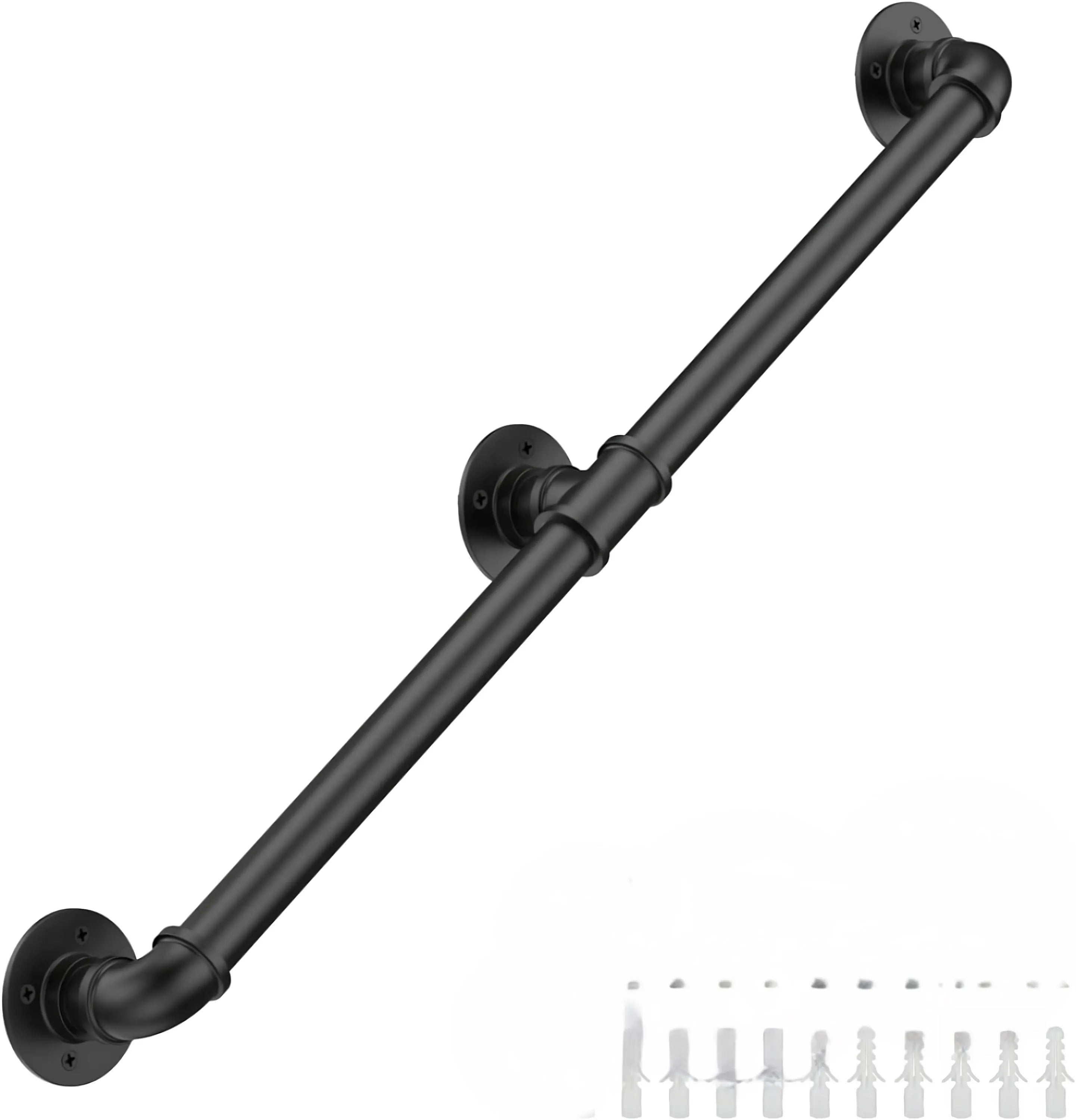 L-Shaped Bar Foot Rail – Black Powder Coated Steel – Red Cloak Wood ...